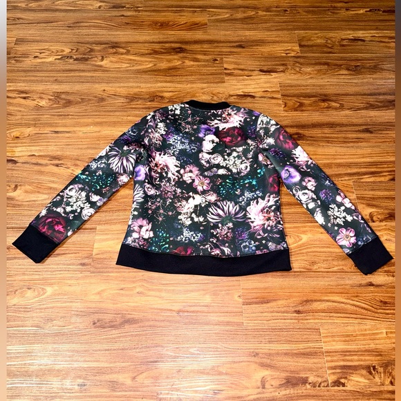 bebe Black Floral Bomber Jacket - Picture 6 of 6